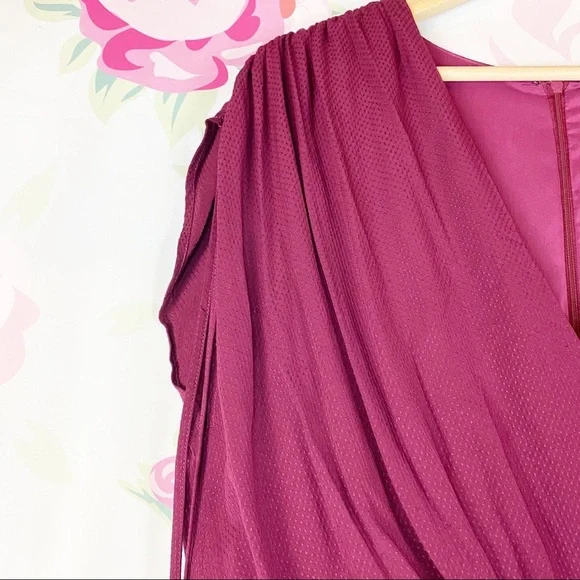 NEW Gal Meets Glam Luella Maroon Wine Burgundy Ruched Crop Jumpsuit 18